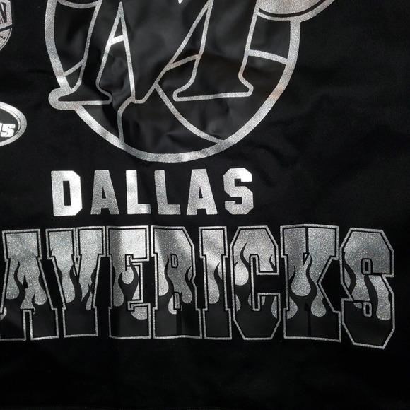 Dallas Mavs Mitchell & Ness‎ Large NBA Jacket Reflective Silver Art Black New - Picture 12 of 12